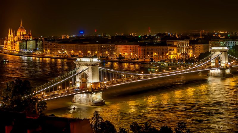 chain bridge night